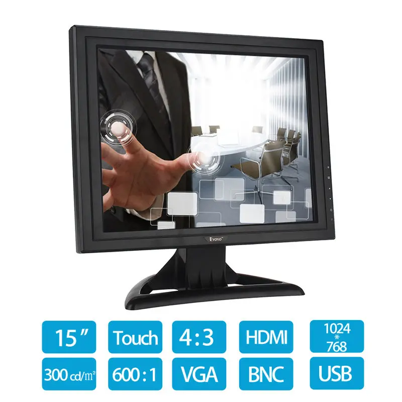 

Eyoyo POS 15" Touch Screen LCD TouchScreen Monitor For Retail Kiosk Restaurant Bar