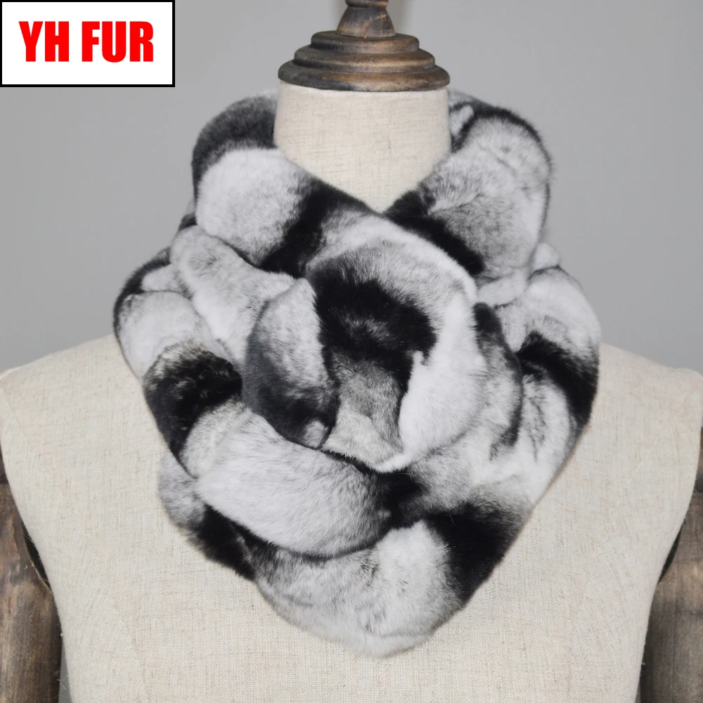 

New Winter Women Real Rex Rabbit Fur Ring Scarf Warm Girls Genuine Rex Rabbit Fur Scarf With Ball Natural Rabbit Fur Neckerchief