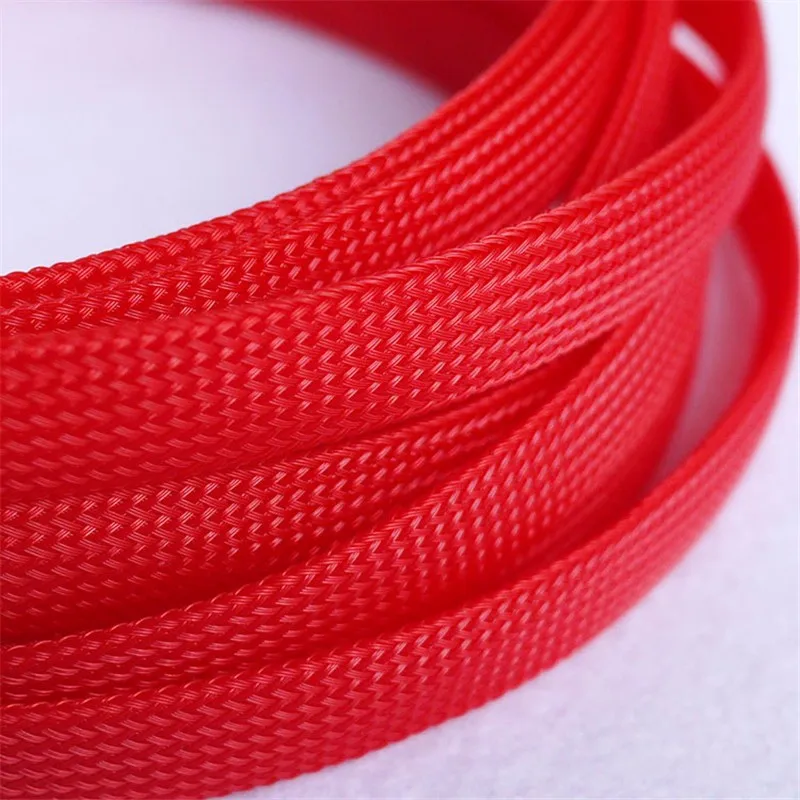1 м Высокое качество Красный 12 мм оплетка ПЭТ расширяемая гильза высокой плотности Обшивка плетеный кабель рукава DIY