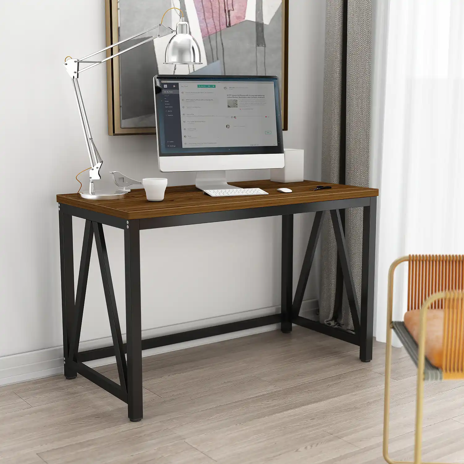 Dewel Modern Computer Desk 47 Large Office Desk Computer Table