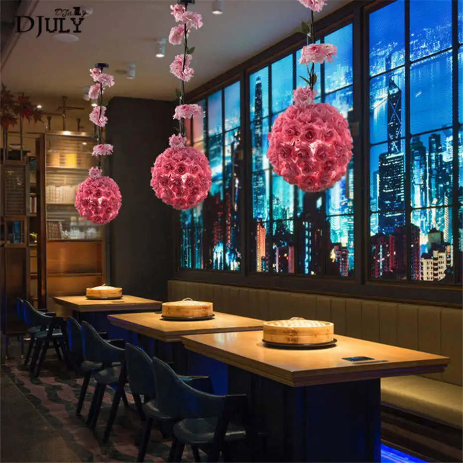 

art deco pvc Flower ball led pendant lights for dining room coffee store bar Marriage room hanging lamp romantic home luminaire
