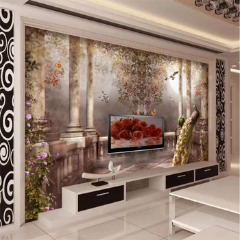 

beibehang Custom 3d wallpaper European pastoral Rococo Roman column three-dimensional painting wall paper background wall