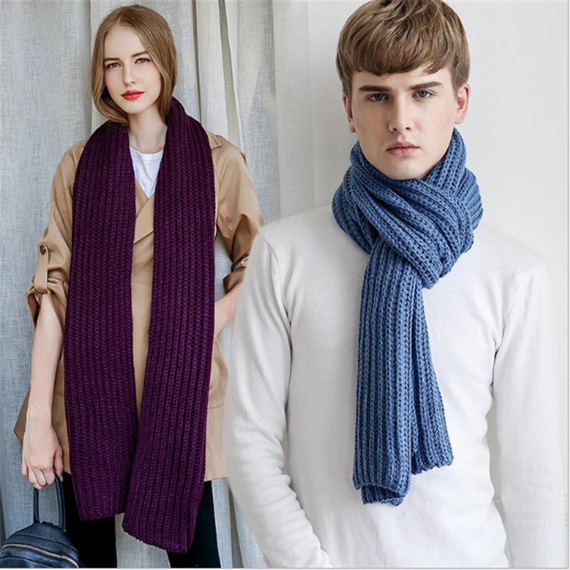 Unisex Winter Scarf Couples Scarves Shawls Stoles Knitted Scarfs Women