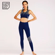 Lucylizz Печать Спортивный тренировочный женский костюм йога бюстгальтер леггинсы комплект для бега спортивные штаны Спортивная одежда набор йоги