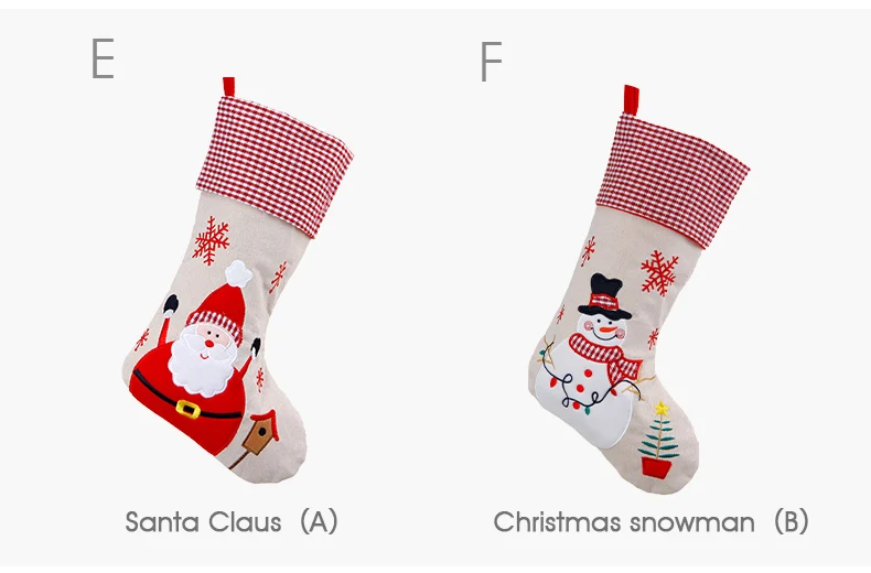 06 inhoo 18 inch Christmas socks children Christmas tree decoration hanging socks Santa Claus Candy Bag Christmas gift bag Ornament