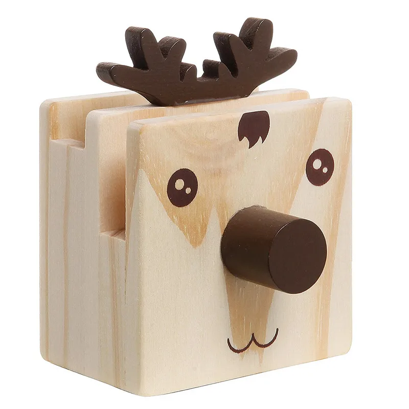

Humorous Reindeer Design Wood Desktop Pencil Cup Organizer / Novelty Eyeglass Holder / Cell Phone Stand