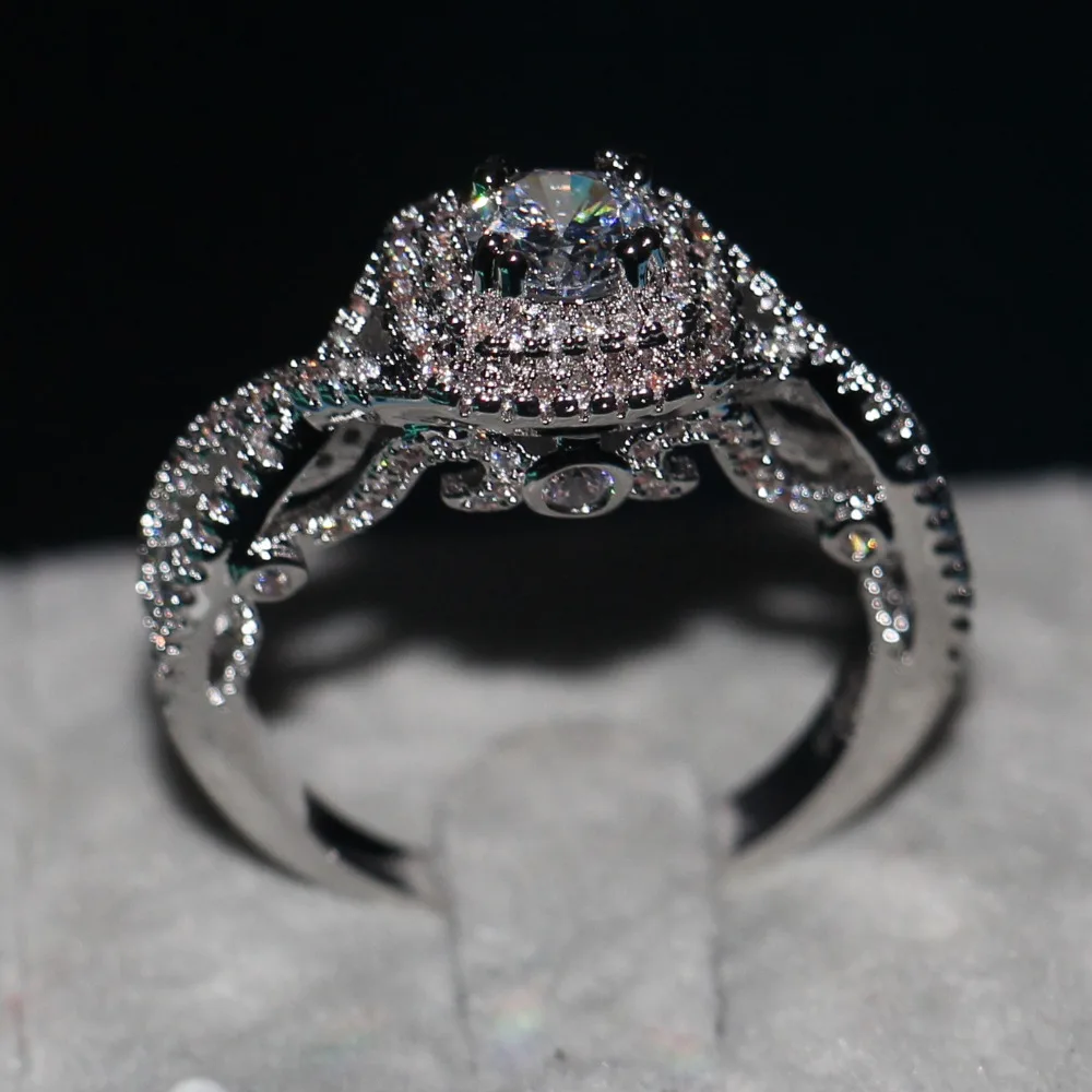 choucong Valuable Jewelry Genuine 1ct Stone 5A Zircon Cz 925 Sterling Silver Women Engagement Wedding Band Ring