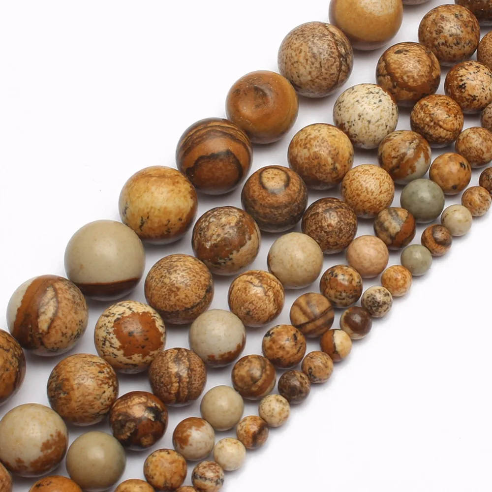 

Natural Stone Beads Beautiful Picture Stone Round Loose Beads For Jewelry Making 15.5inch Pick Size 4 6 8 10 12mm-F00103