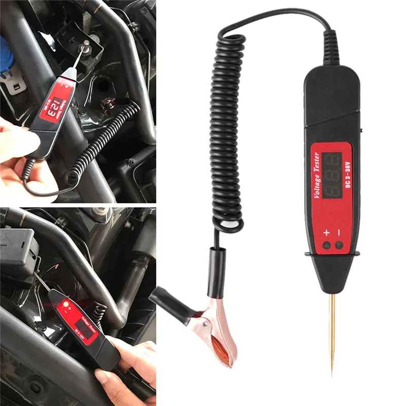

Universal 5-48V LCD Digital Automotive Car Circuit Tester Auto Voltage Meter Power Probe Lamp Test Pen with 14inch Spring Cable