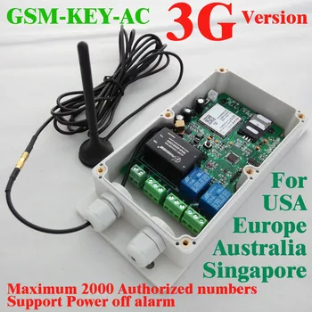 

3G Version GSM-KEY-AC2000 Good designed 3G and GSM gate opener two relay output two alarm input for Australia,USA,Singapore