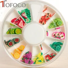 TOFOCO 12 Type/Set Clear Slime Fruit Slices Mixed Kawaii Soft Clay DIY Slime Supplies Accessories Crystal Mud Toys For Kid