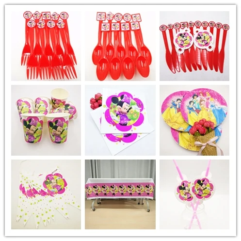 

82pcs/set Minnie Mouse Girls Party Supplies Tableware Plate Cup Flag Tablecloth Straw Napkin Birtday Party Decoration For Kid