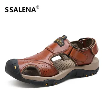 

Men Soft Leather Sandals Male Classic Quik Drying Beach Sandals Men Adult Comfortable Outdoor Antiskid Causal Shoes AA51617
