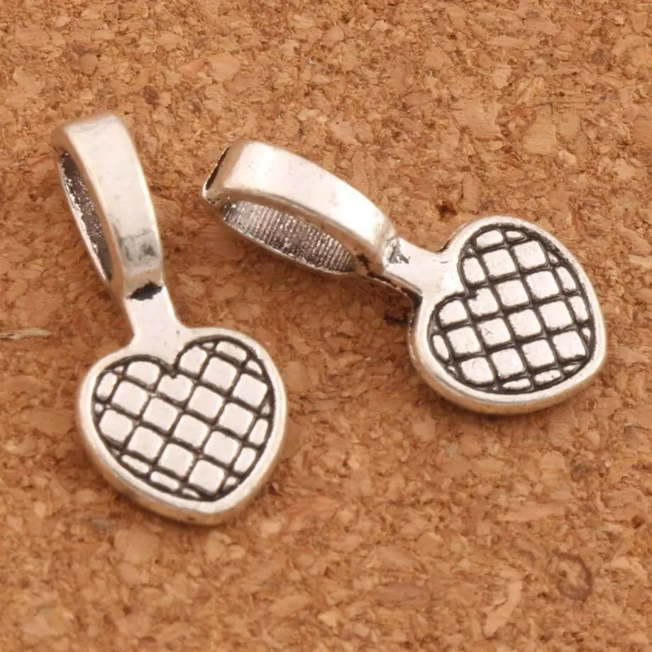 Heart Grids Bails Pendant Hanger Charm Beads 20.2x9.9mm 200PCS Antique Silver Pendants Jewelry DIY L714