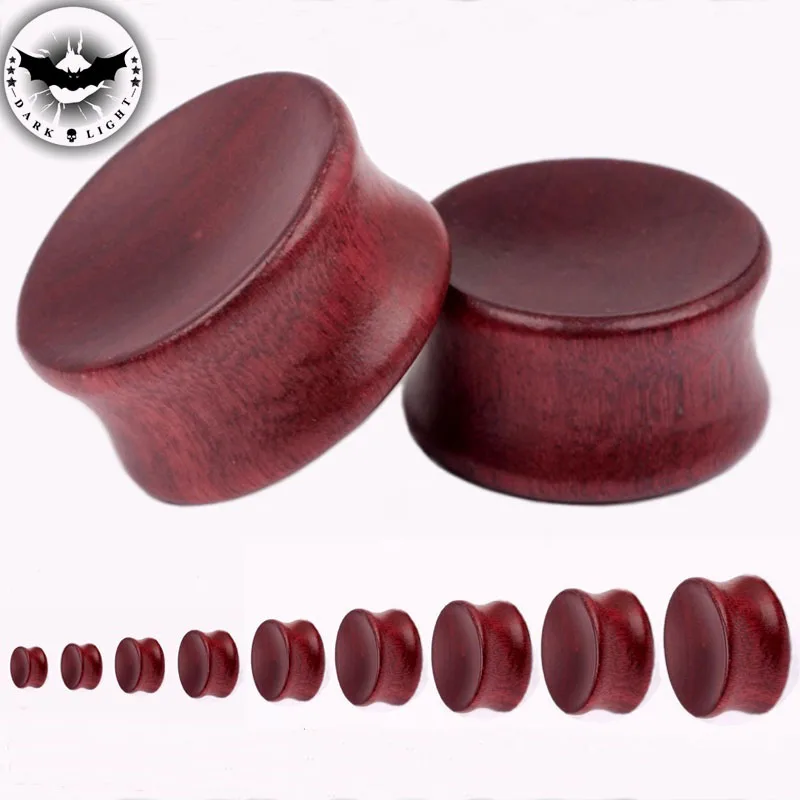 1Pair Wine solid Wood Ear Tunnel Vintage Ear Plugs and Gauges Body