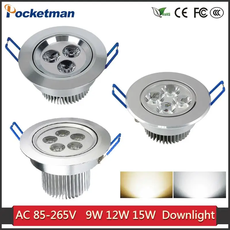 

LED Spotlight 9W 12W 15W Epistar LED Recessed Cabinet Wall Spot light Ceiling Lamp Cold White Warm White For Home Lighting Z40