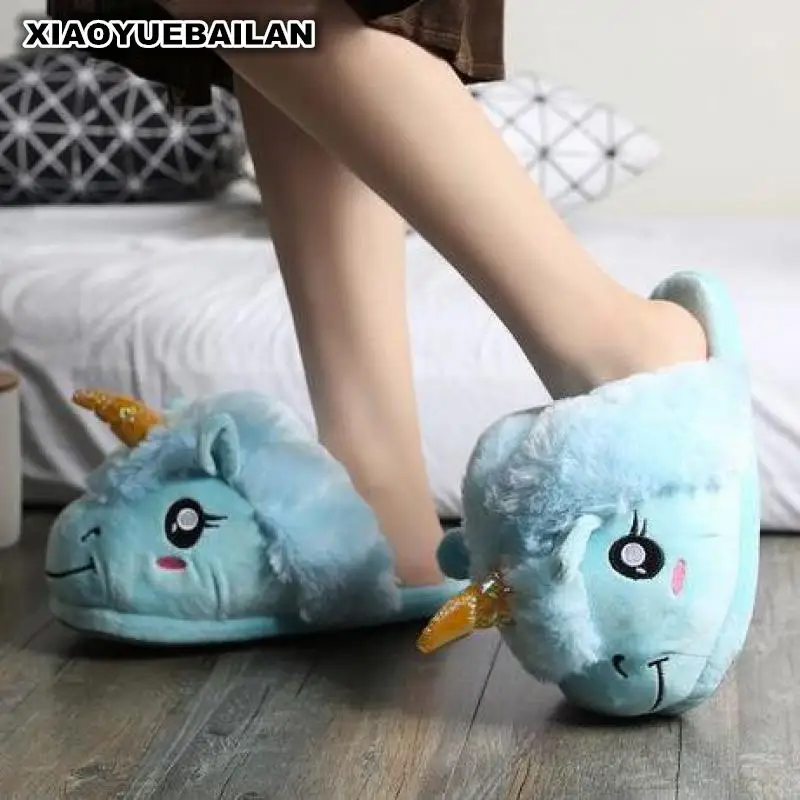 Новые хлопковые домашние тапочки с милым мультяшным единорогом|cotton slippers|unicorn cotton