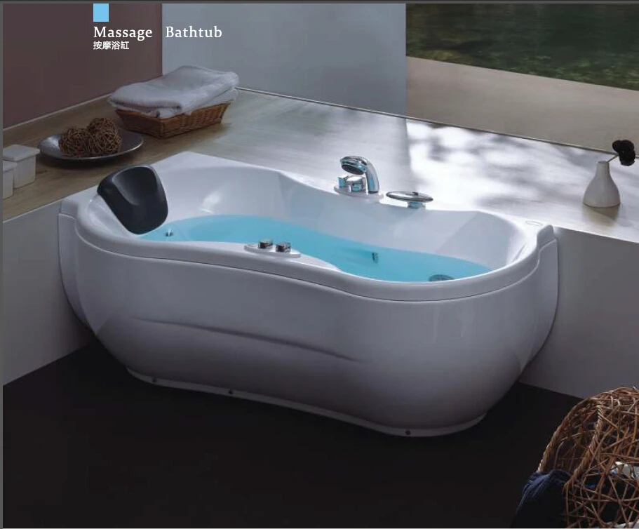 63' Sea Shipping Left Head Rest Whirlpool Bathtub Acrylic ABS Composite Board Piscine Curve