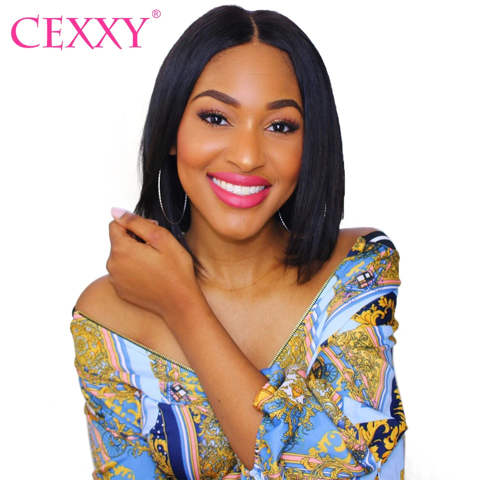 0 : Buy Cexxy Short Lace Front Human Hair Wigs Brazilian Bob Wig with Pre Plucked ...