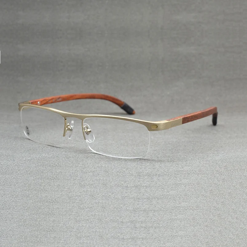 Top Quality Gold Wood Eye Glasses Frame Men Brand Eyeglasses Optical