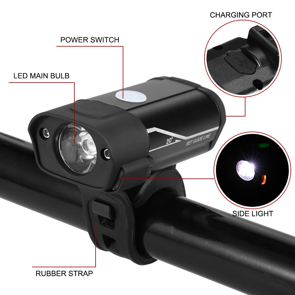 Top Lumen Bike Light USB Rechargeable Bicycle LED Front Light Handlebar Flashlight MTB Road Cycling Headlight Lamp 3