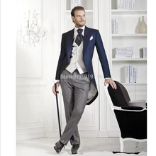 Индивидуальный заказ итальянский фрак черный утренний костюм свадебные костюмы для мужчин лучшие мужские смокинги костюмы из 3 предметов(куртка+ брюки+ жилет