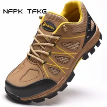 Мужская модная дышащая Большие размеры Рабочая обувь со стальным носком; безопасные ботинки пластины из мягкой кожи на платформе рабочие ботинки zapatos hombre