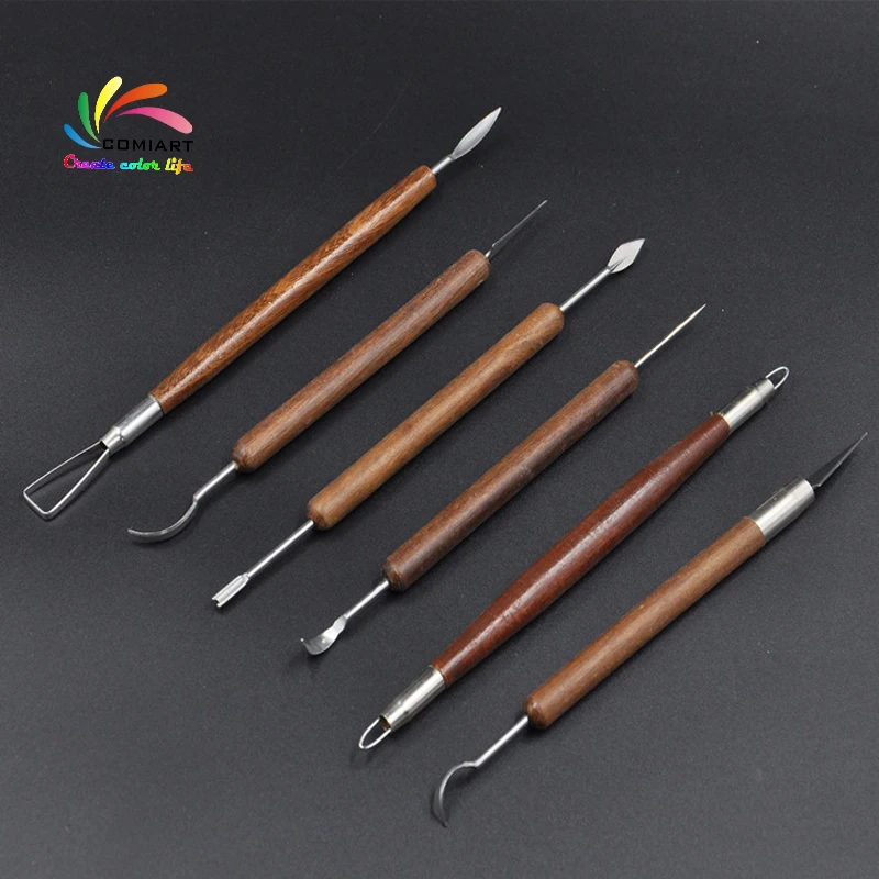 6 Pcs/set Pottery Ceramics Tools Polymer Clay Modeling Tool Wax Carving