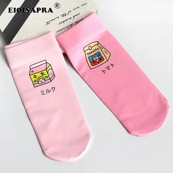 

[EIOISAPRA]Young Girl Pink 3 D Velvet Women Socks Lovely Milk Tomato Cartoon Printing Personality Funny Socks Sokken