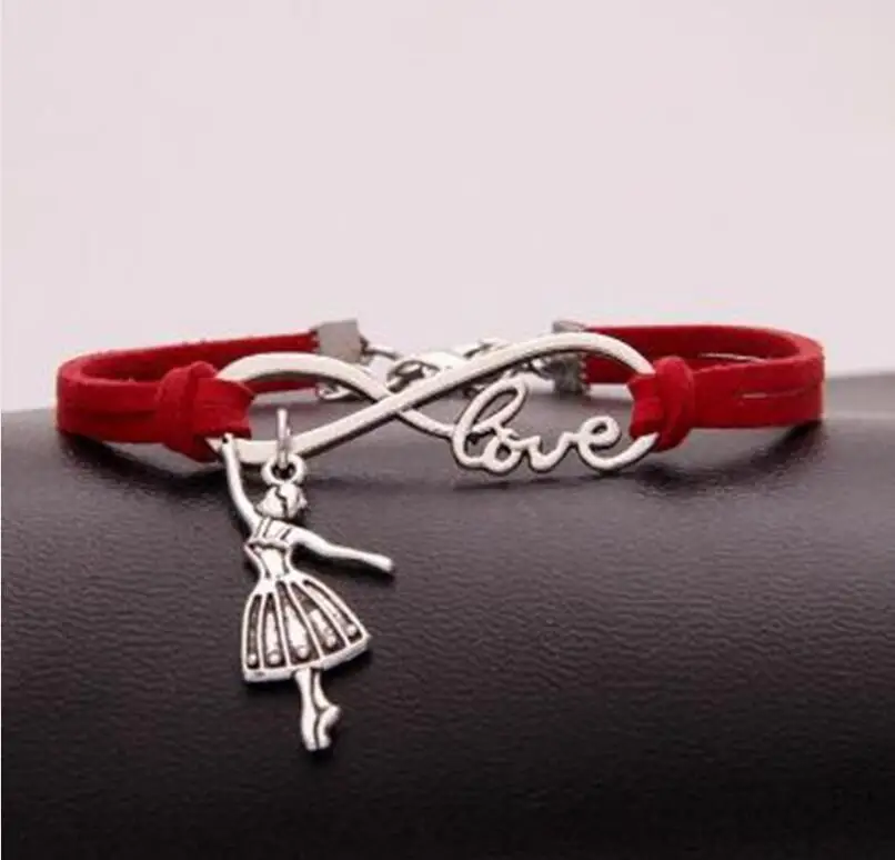 1 шт./лот браслет с подвеской Love lucky 8 Бесконечность Танцующая балерина девочка для