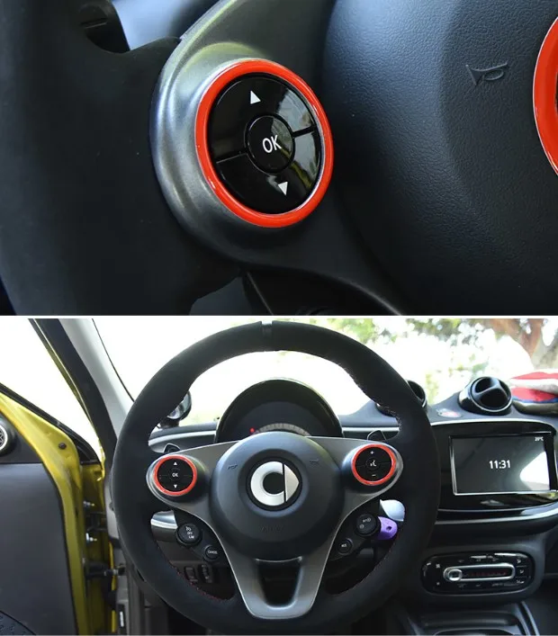 Силиконовый чехол на руль, декоративное кольцо для нового Smart Fortwo ForFour 453, автомобильный чехол на руль, аксессуары