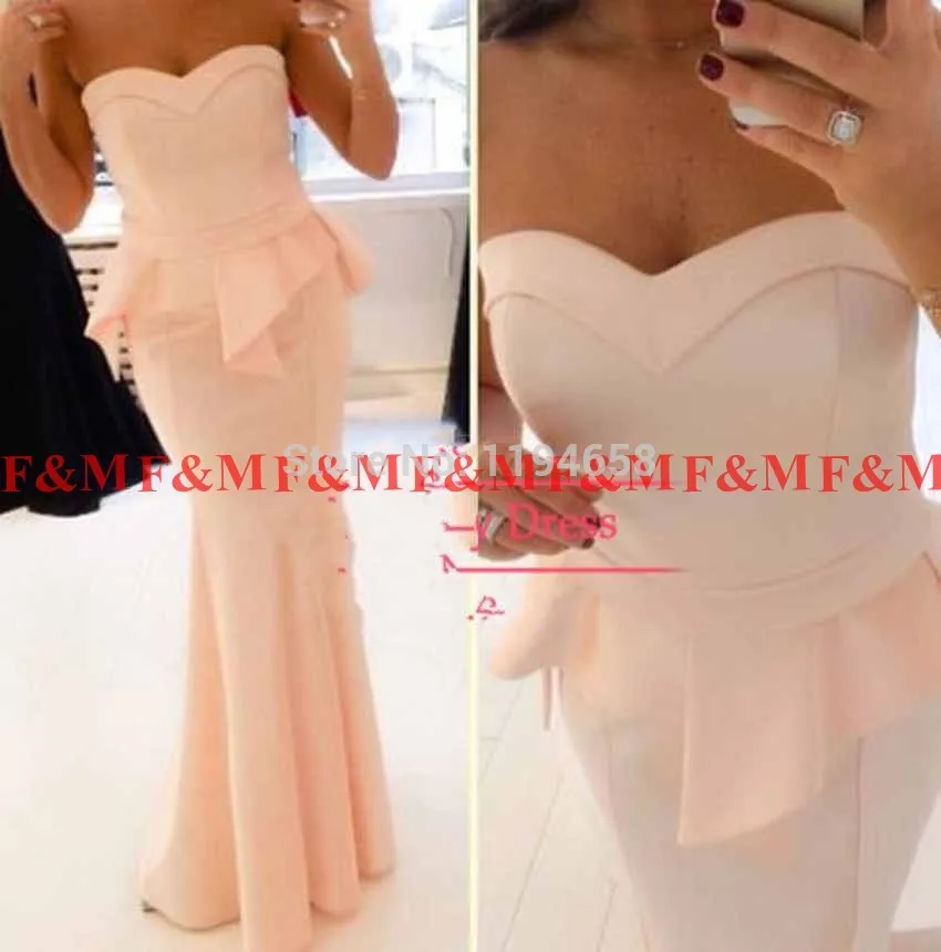 2016 New Fashion Sweetheart robe de soiree Long Prom font b Dress b font Mermaid Peach