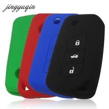 jingyuqin Silicone Flip Car Key Case for For Toyota Camry Highlander Corolla Prado REIZ Crown RAV4 fob Cover Protect Holder Set