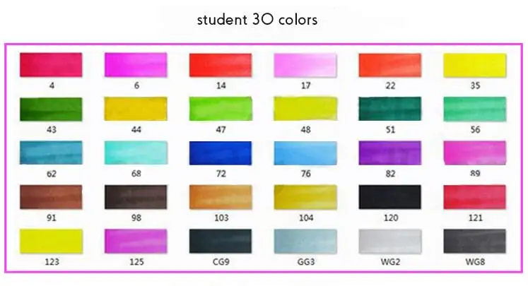 30/40/60 Цвета графический маркер для белой доски набор профессиональных Эскиз маркер для рисования с двухголовой Цвет ручка для творчества рисунков в виде пера с 4/5 подарки - Цвет: student 30 colors