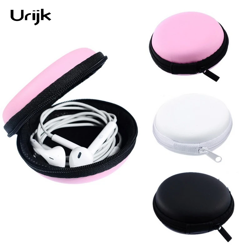 

Urijk High Quality Round Carrying Hard Box Case Mini Headphone Storage Earphone Case Bag Earbud Memory Card Cable Organizer 1PC