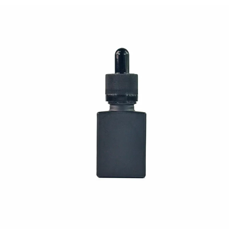 

100 pcs 30ml and 100pcs 15ml Empty Frost Black Square Glass Bottles With Childproof cap Glass Dropper bottle E-liquid rectangle