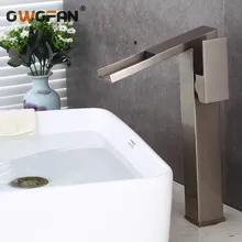 Basin Faucets Waterfall Bathroom Faucet Brass Single Handle Mixer Tap Brushed Nickel Taps Hot and Cold Sink Water Crane S79-379 Basin Faucets Waterfall Bathroom Faucet Brass Single Handle Mixer Tap Brushed Nickel Taps Hot and Cold Sink Water Crane S79-379