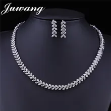 Элегантные украшения в виде JUWANG листьев, наборы для женщин, длинные блестящие CZ Искрящиеся циркониевые Свадебные ювелирные изделия, вечерние ювелирные изделия, подарок на день Святого Валентина