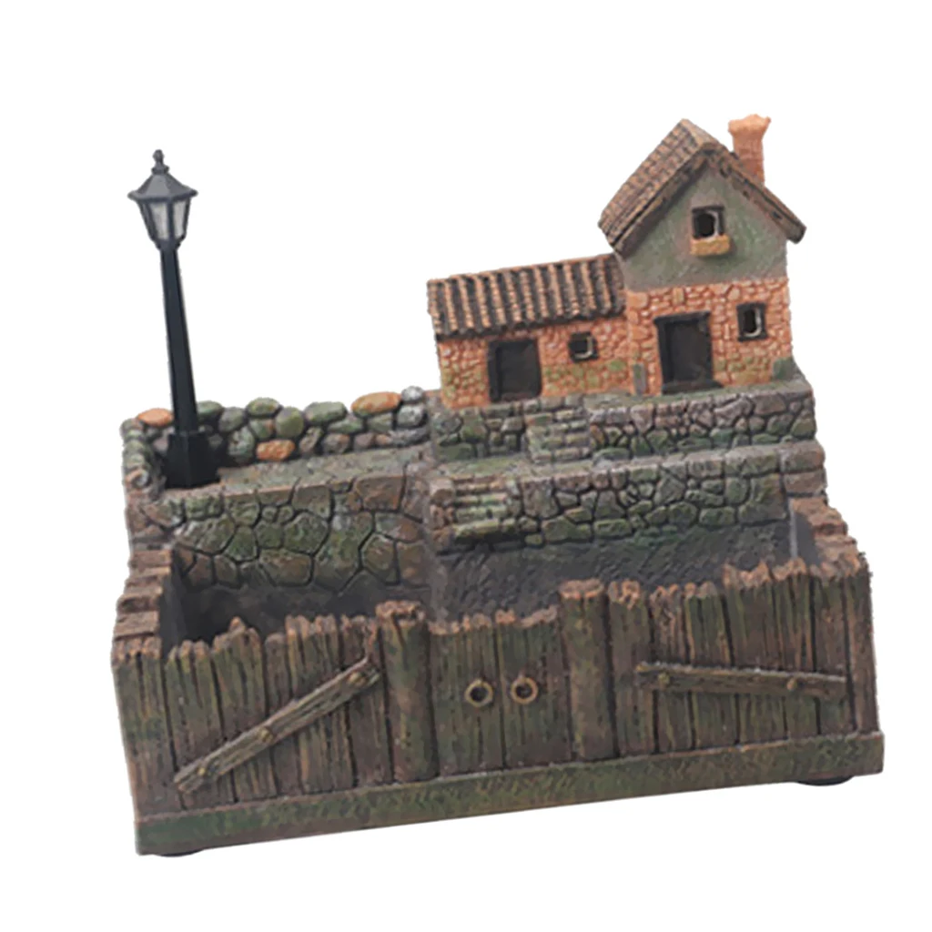 Resin Tuscany Hut Flower Bed Succulent Pot Planter Bonsai Plant Bed Flower Pots Storage Box for Office Home Shopping Mart Decor
