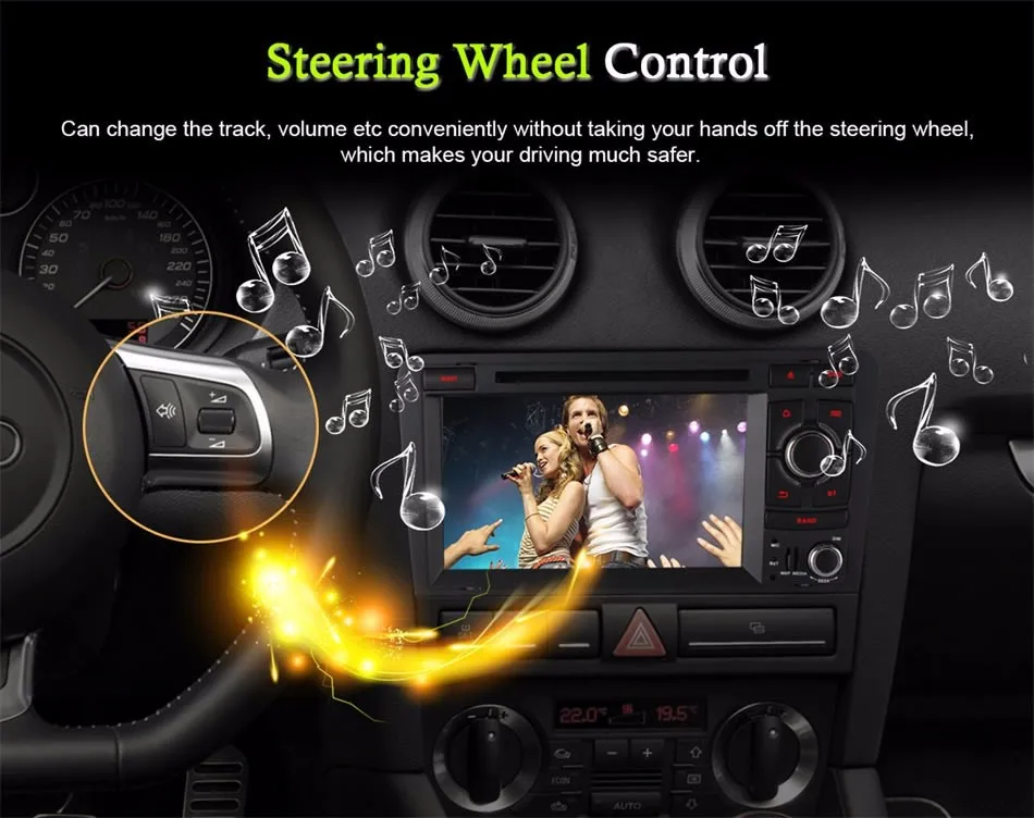 Top 1024X600 Octa 8 Core 2GB RAM Android 6.0 4G SIM LTE Wifi Car DVD Player for AUDI A3 2002-2011 GPS Navigation Radio Stereo System 16