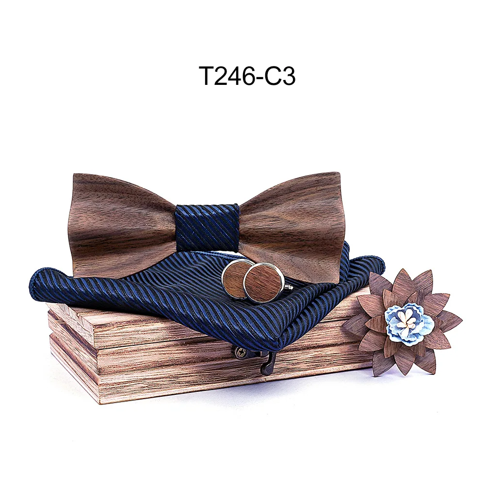 Прямая продажа с фабрики 3D черный орех галстук-бабочка мужской свадебный деревянный галстук-бабочка запонки квадратный набор полотенец