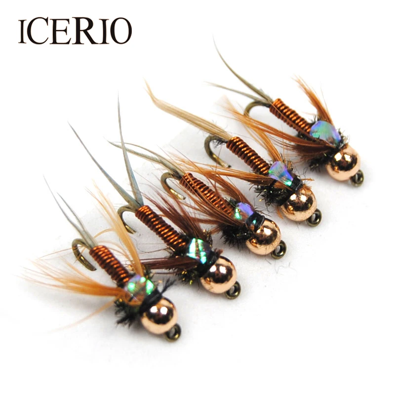 

12PCS Copper John Fly Brass Head Nymph Stone Fly Fishing Trout Bait #12