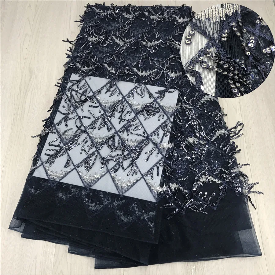 

3D Sequins Design Lace Fabric 2018 Sequins Nigerian Tulle French Lace Fabric Women African Nigeria Net Mesh Lace Material Party