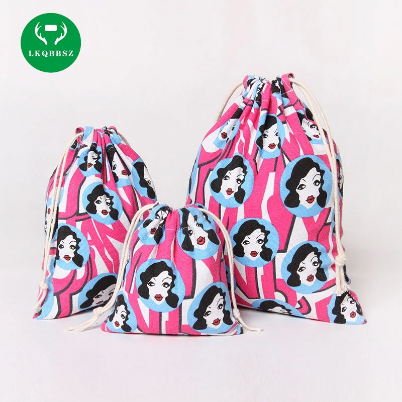 LKQBBSZ 3 قطعة/المجموعة الحلوى حقائب للهدايا للأطفال حقائب برباط قطني مونرو المطبوعة صغيرة هدية تخزين أكياس