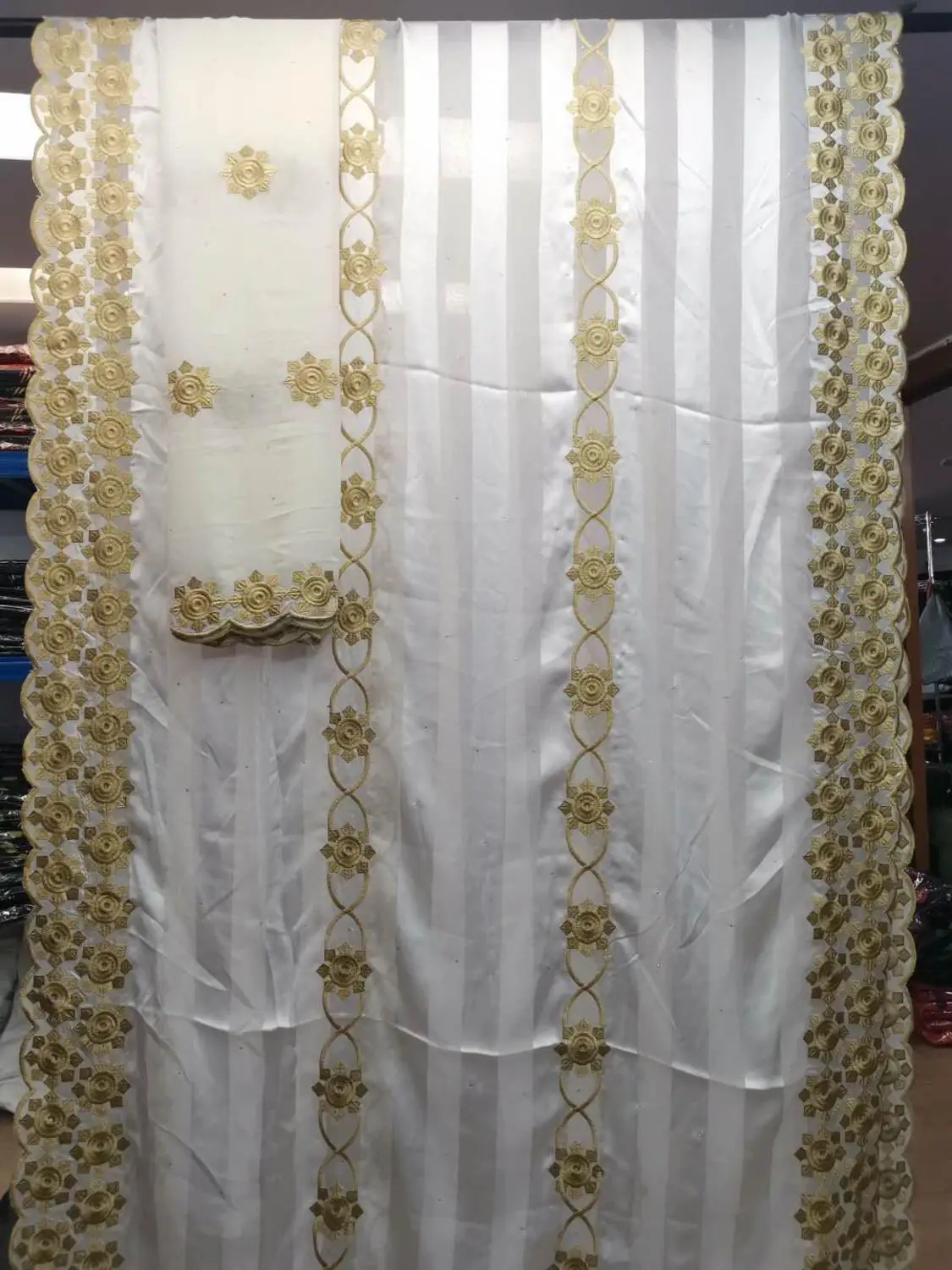 

african lace fabric white natural silk fabrics embroidery lace swiss voile lace with stones satin dress wholesale 7yard/lotHFZ