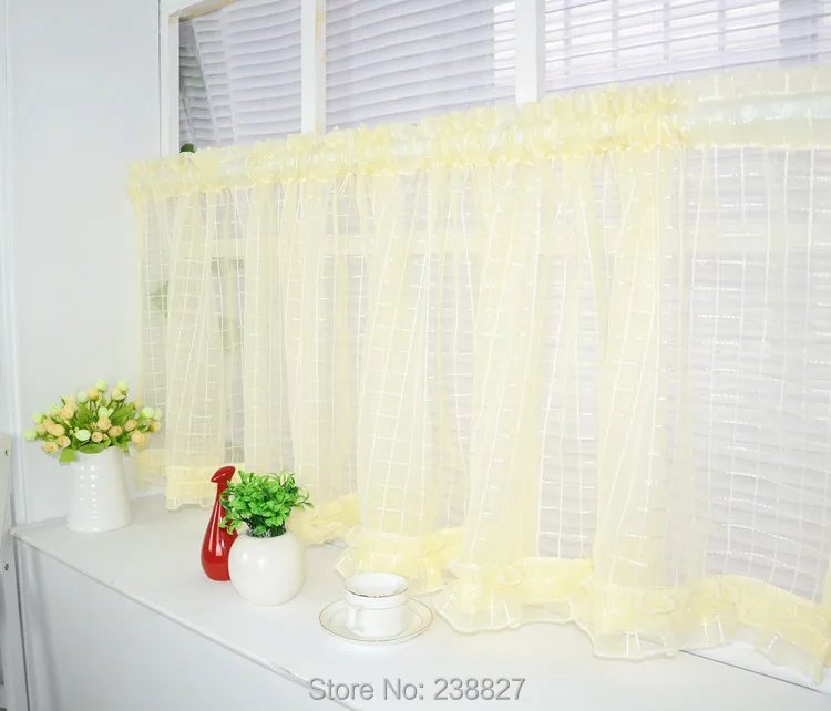 New White Short Curtain Kitchen Sheer Curtains Tulle Window Small Voile Ready Made Cortinas rideaux cuisine court (13)