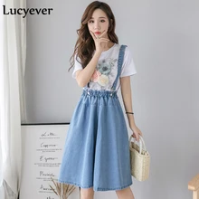 Lucyever, женская джинсовая юбка на подтяжках, модная, летняя, эластичная, высокая талия, миди, джинсовая юбка, а-силуэт, женская, размера плюс, хлопок, Faldas