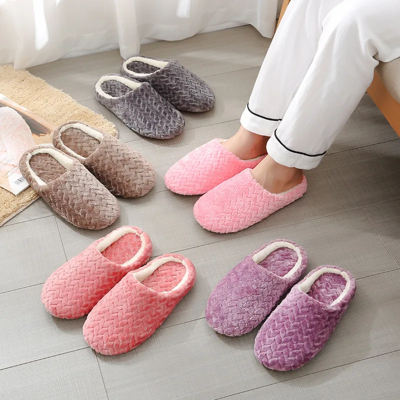 Autumn Winter Women Slippers Bottom Soft Home Shoes Cotton Men Slippers Indoor Slip-On Slides Women Comfortable Shoes For Couple