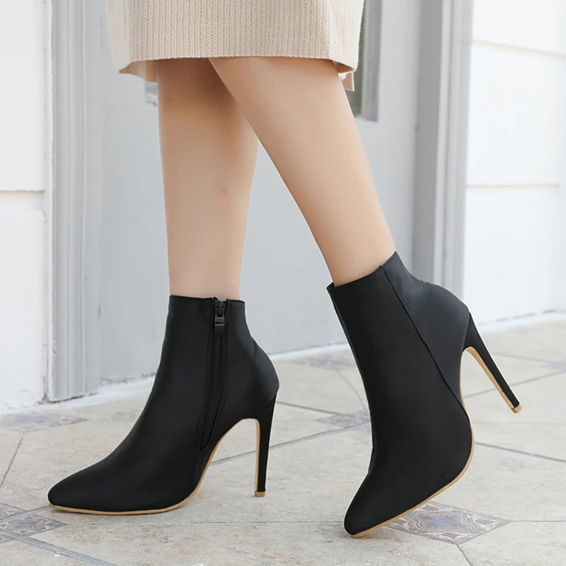 Para Invierno Punta Mujer Primavera Botas Black Altos Negro Vestido Ladies Cm Duan 10 Xue Calcetín Punk Estrecha Zapatos Tacones Otoño 5 De wqx7aTSf