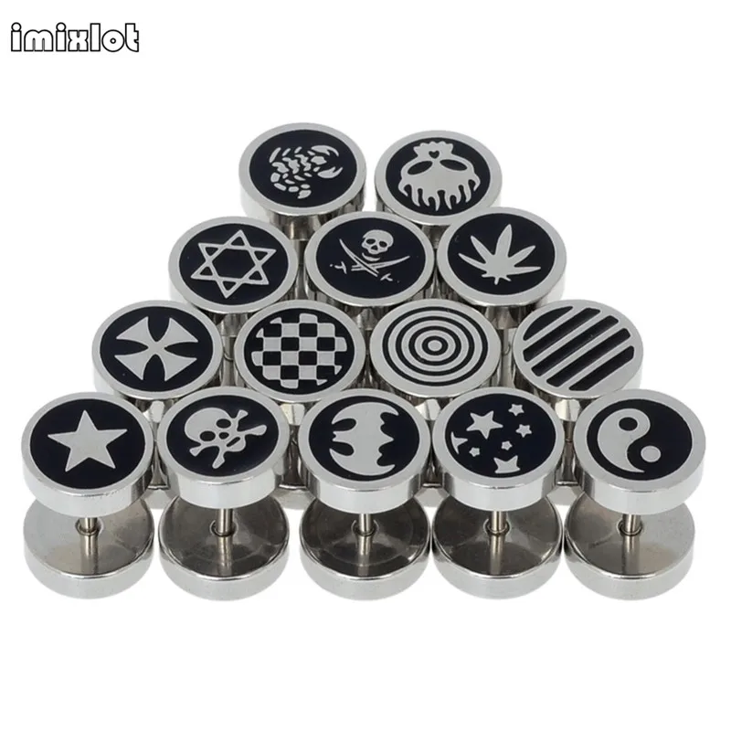 

2019 Limited Top Fashion Trendy Brincos Brinco Earings Gothic Jewelry Stainless Steel Plain Men's Ear Studs Barbell Earrings